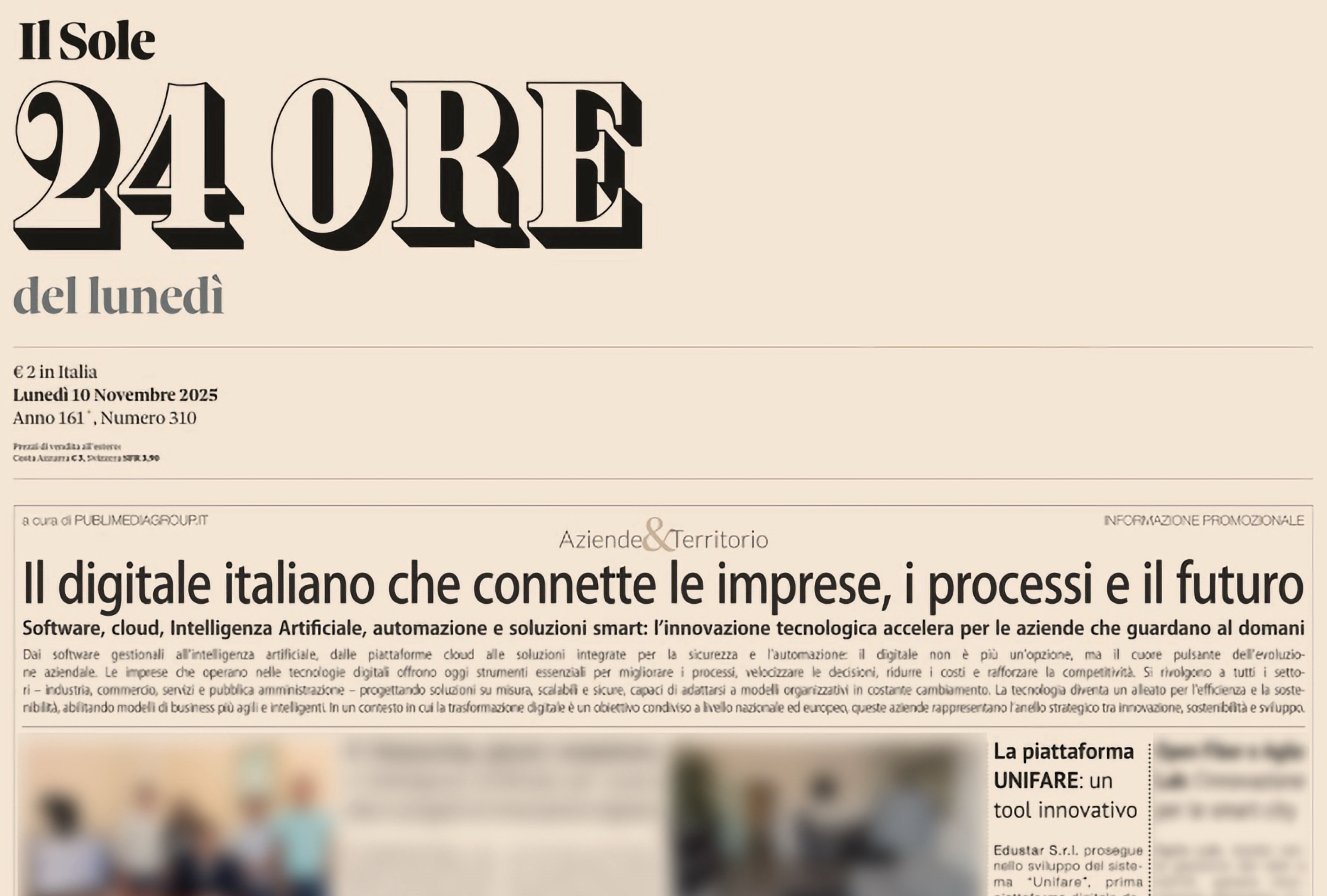 Immagine articolo UNIFARE su Il Sole 24 Ore: la piattaforma che sta trasformando la gestione dei servizi universitari